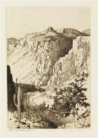 GEORGE ELBERT BURR Two etchings of Arizona.